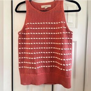 LOFT Coral Open-Knit Sleeveless Sweater Tank Small